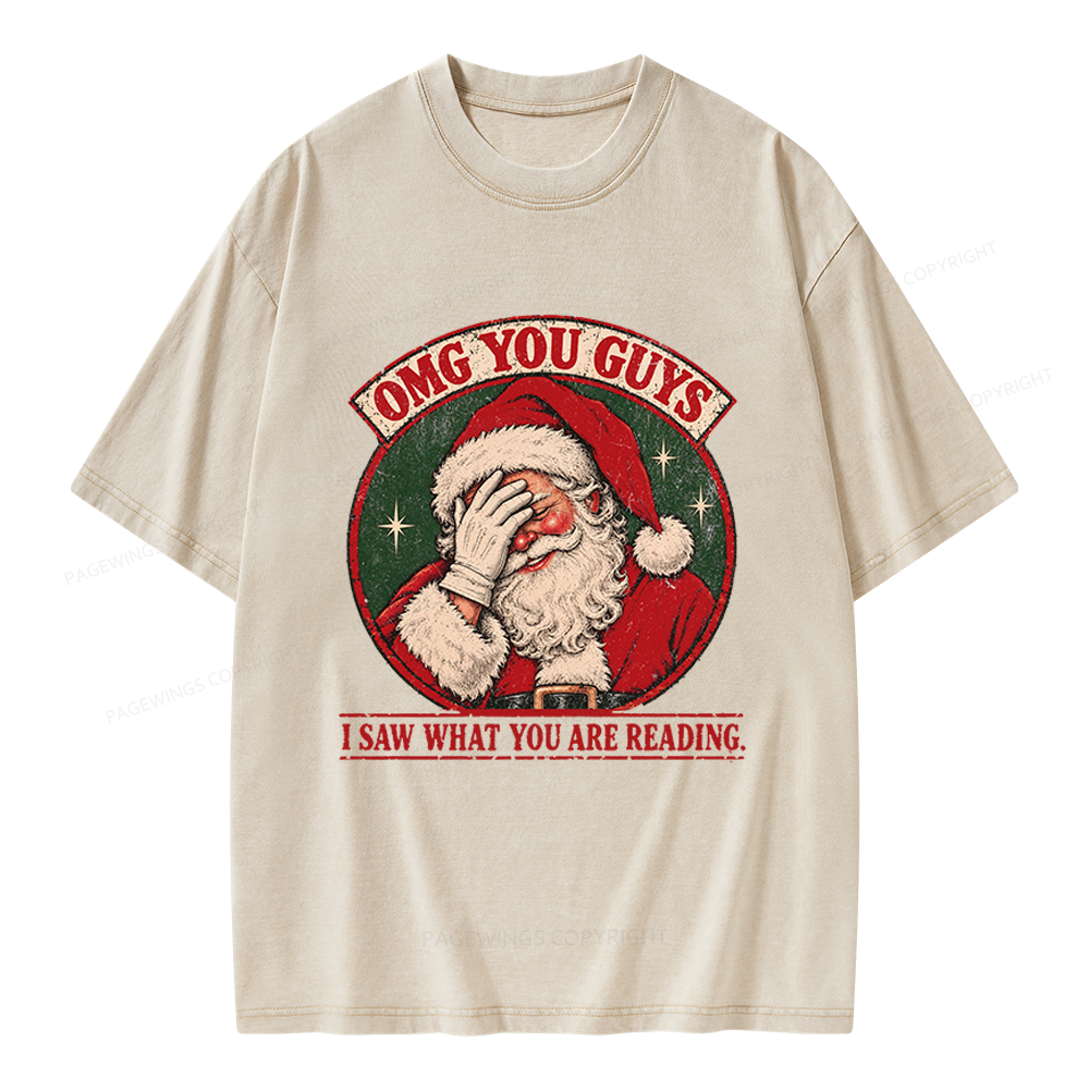 Pagewings Christmas OMG Guys Saw What Reading Unisex Washed T-shirt