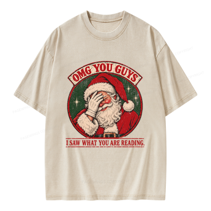 Pagewings Christmas OMG Guys Saw What Reading Unisex Washed T-shirt