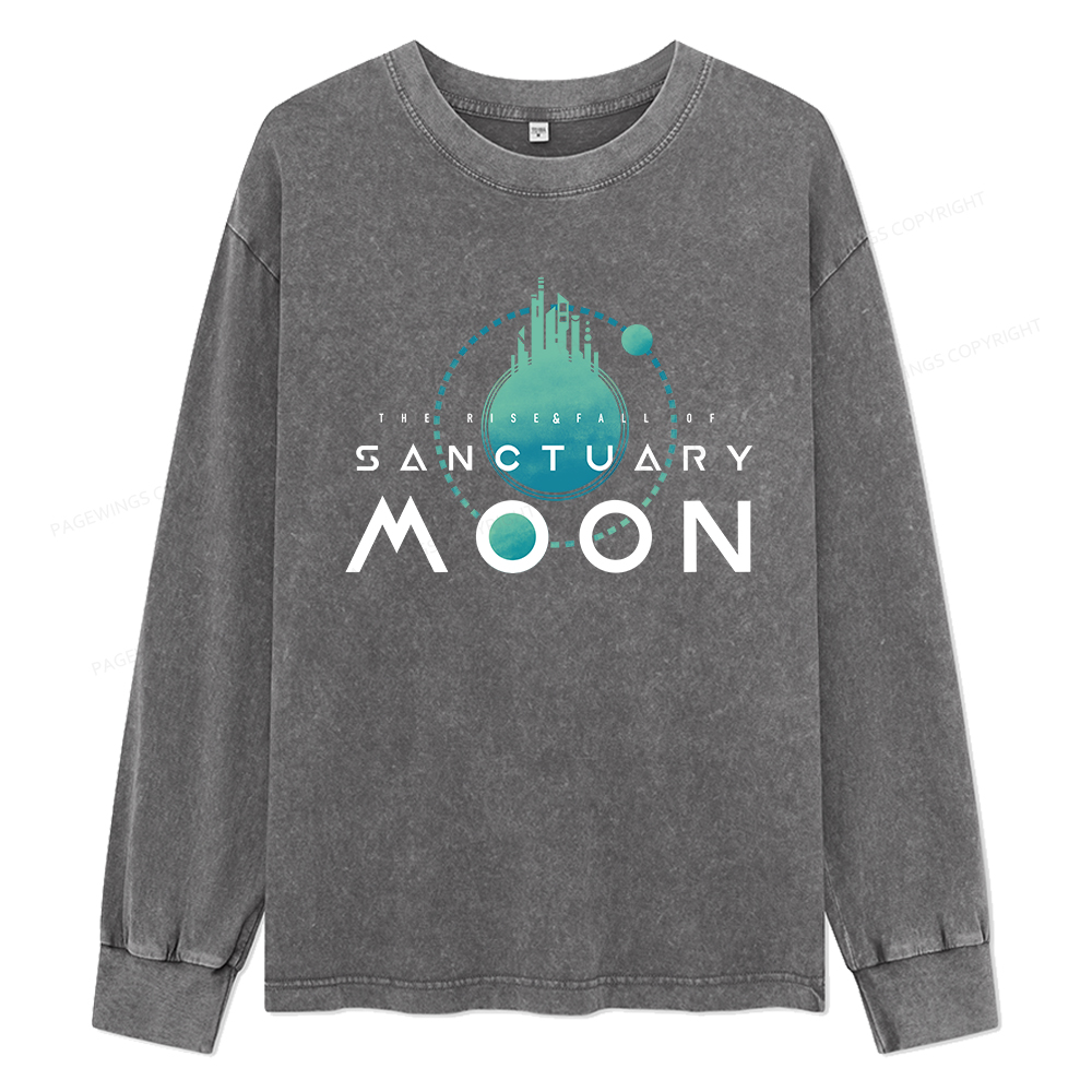 Pagewings Sanctuary Moon Unisex Washed Long Sleeve T-shirt