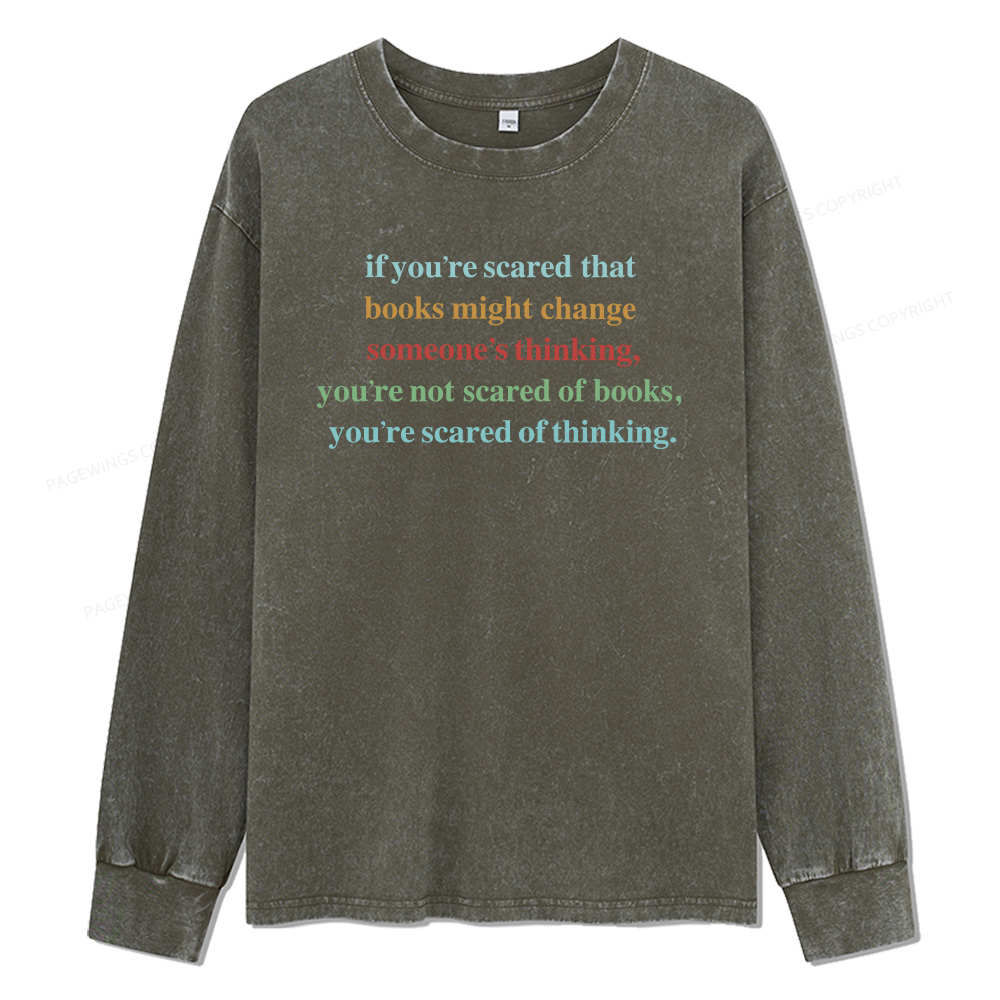 Pagewings Censorship Social Justice Shirt Booktrovert Unisex Washed Long Sleeve T-shirt