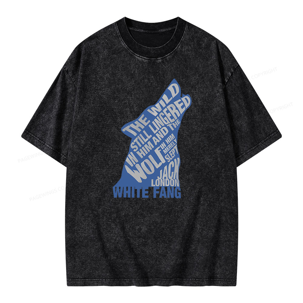 Pagewings White Fang by Jack London Blue Book Quote Unisex Washed T-shirt