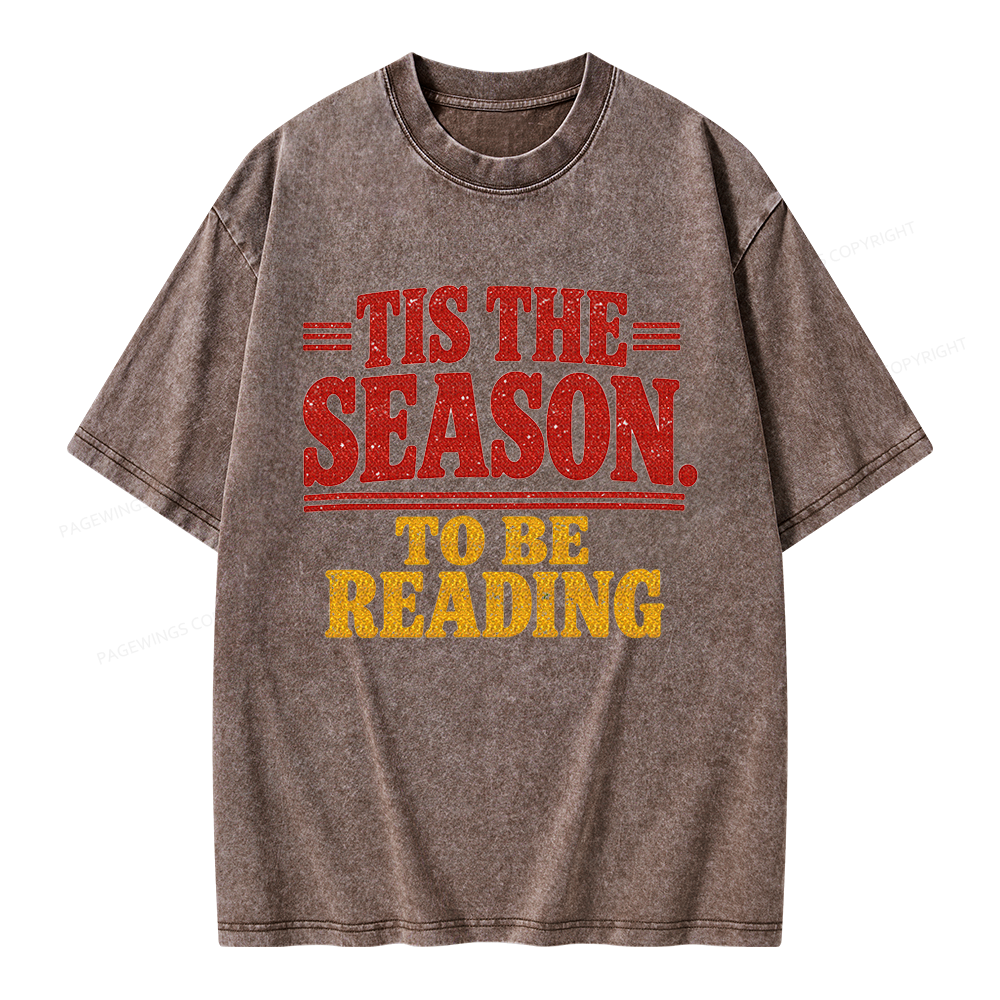 Pagewings Tis The Season to be Reading Unisex Washed T-shirt
