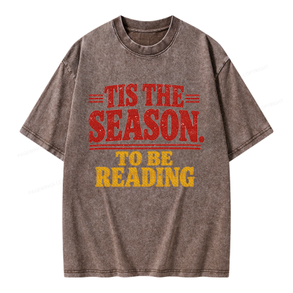Pagewings Tis The Season to be Reading Unisex Washed T-shirt