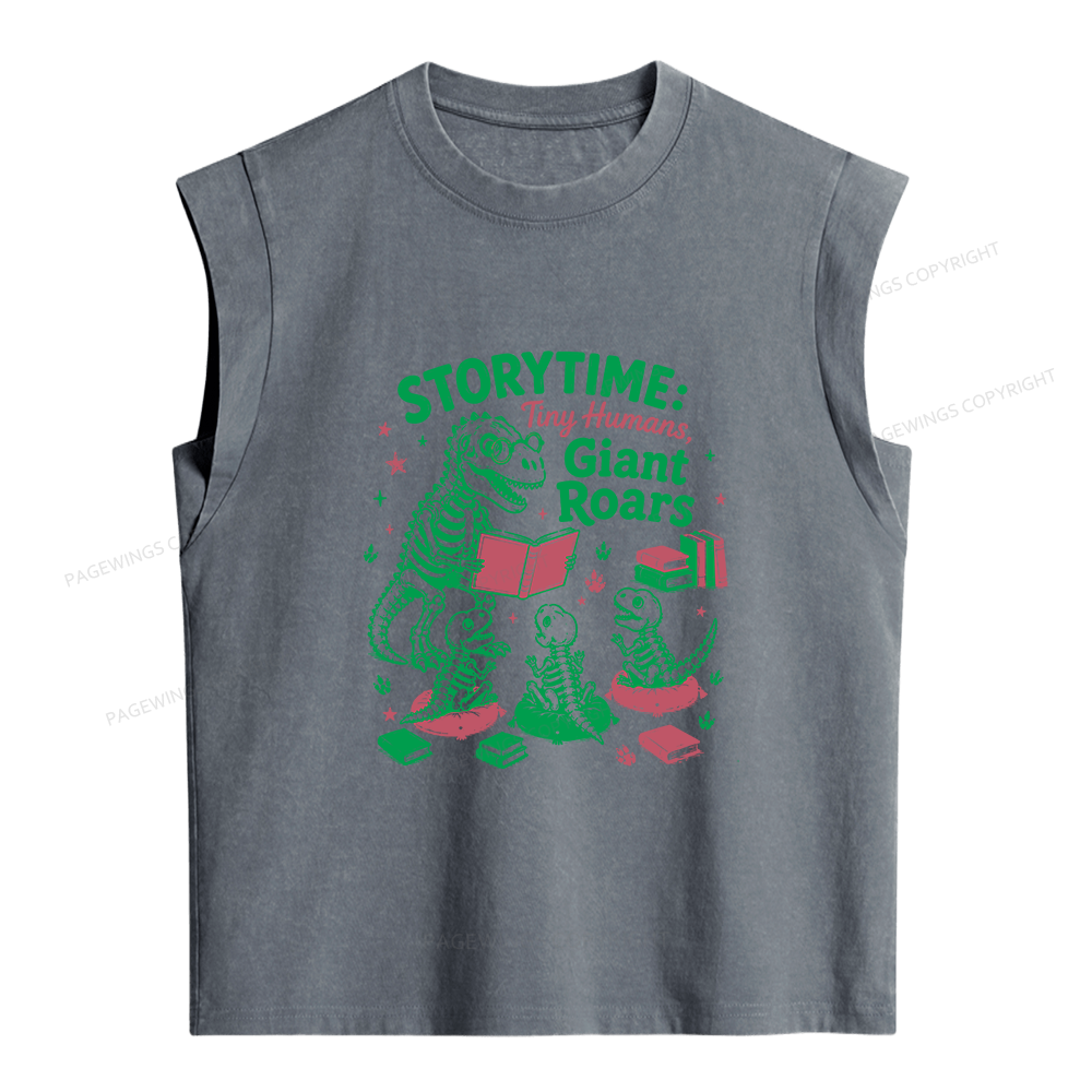 Pagewing School Librarian Dinosaur Women's Washed Tank Top