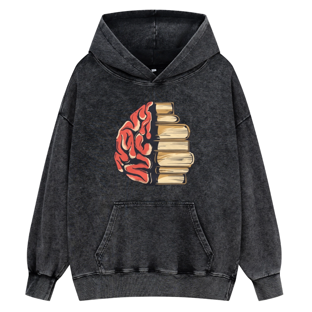Pagewings Book is Brain Unisex Washed Hoodie