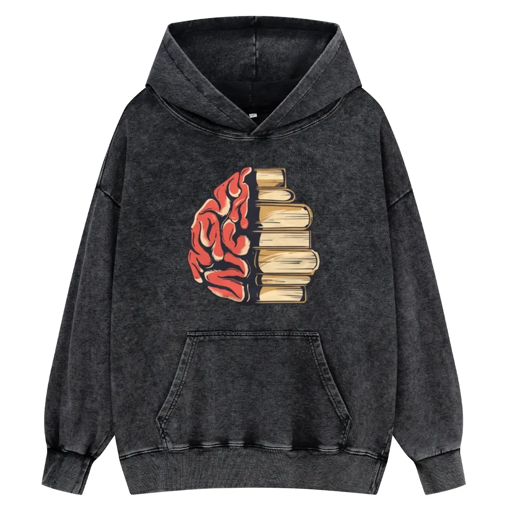 Pagewings Book is Brain Unisex Washed Hoodie