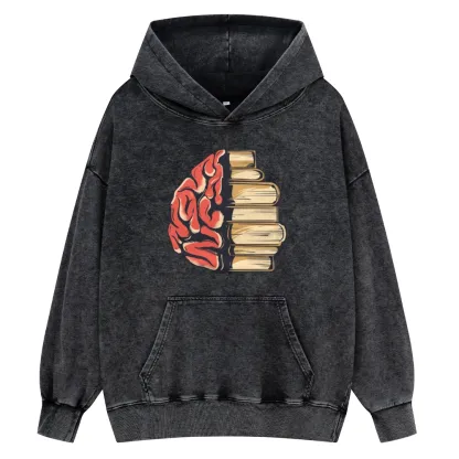 Pagewings Book is Brain Unisex Washed Hoodie