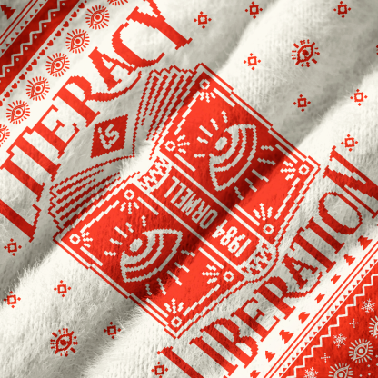 Pagewings Dystopian Book Lovers Off Shoulder Ugly Knit Sweater