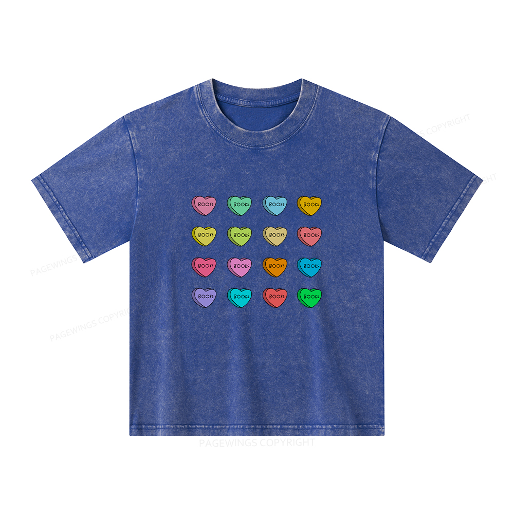 Pagewings Valentine's Day Librarian Unisex Kids Washed T-shirt