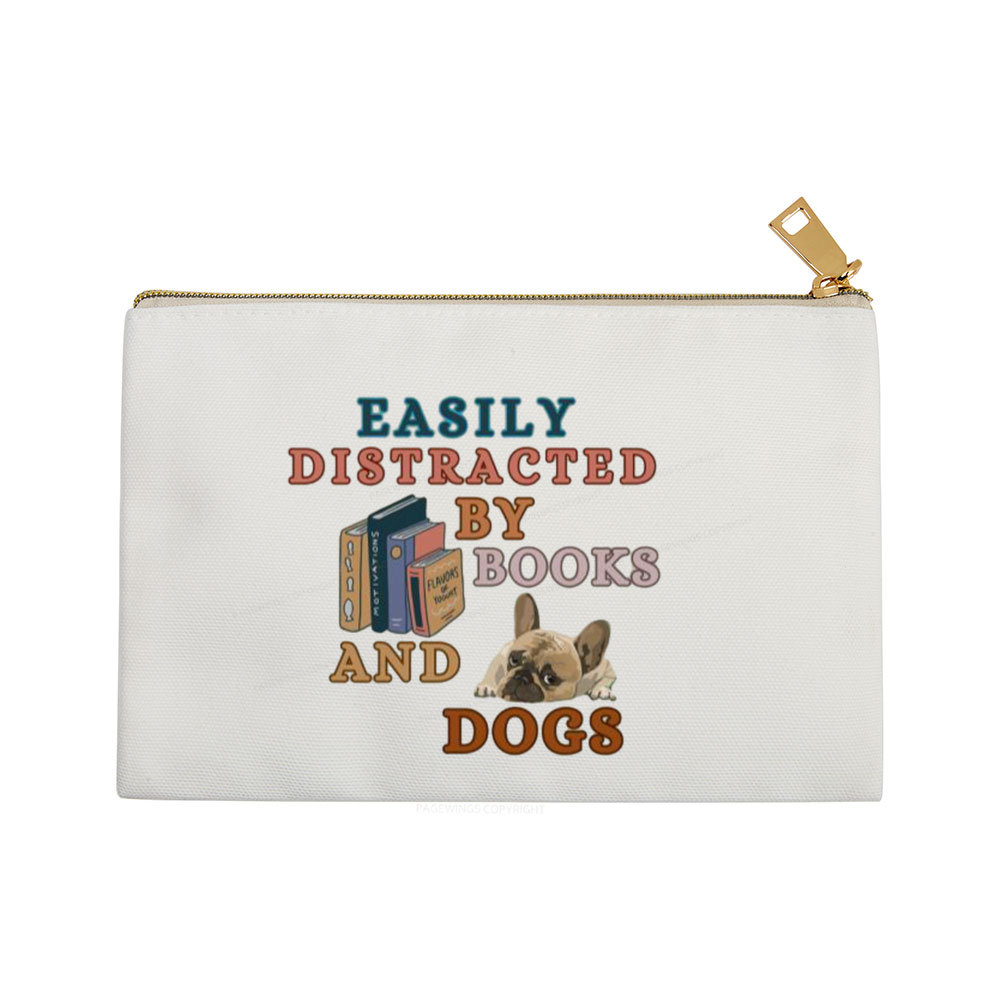Pagewings Easily Distracted By Books And Dogs  Pouch