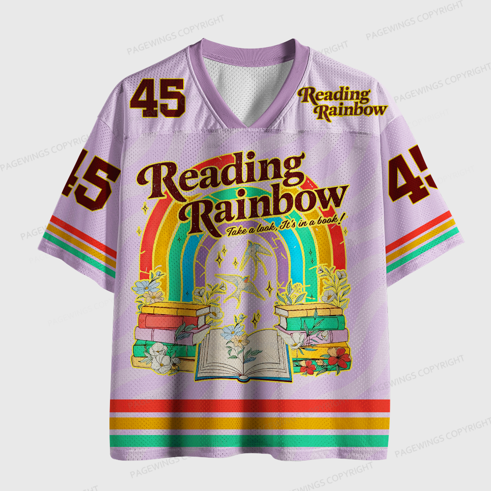 Pagewings Reading With Rainbow Unisex Mesh Jersey