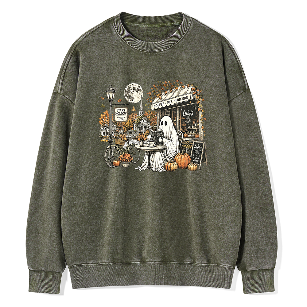 Pagewings Stars Hollow Ghost Unisex Washed Sweatshirt