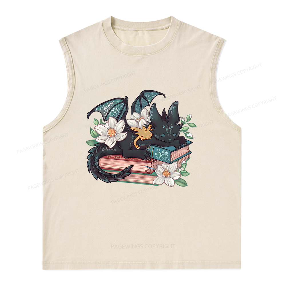 Pagewings Fantasy Book Dragon Unisex Washed Tank Top