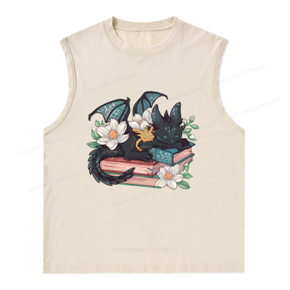 Pagewings Fantasy Book Dragon Unisex Washed Tank Top