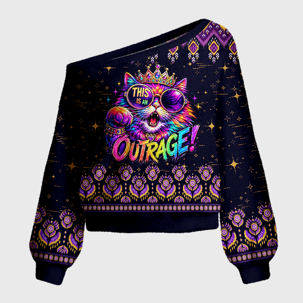 Pagewings Sci Fi Book Lover Off Shoulder Ugly Knit Sweater