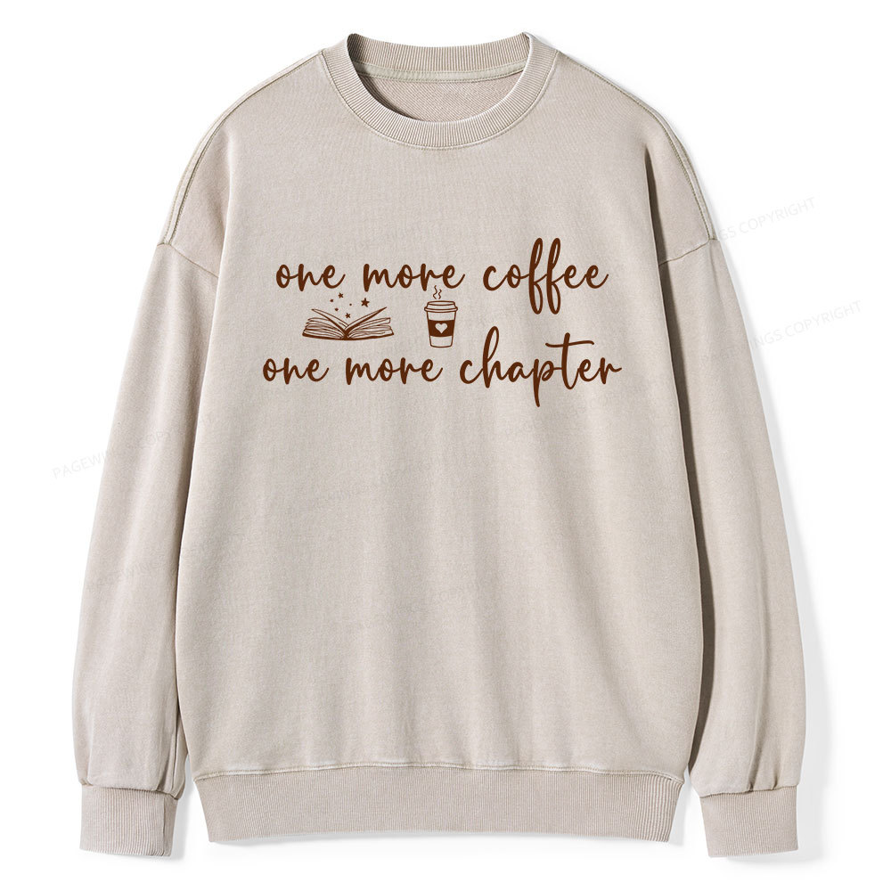 Pagewing Just One More Coffee and Books Unisex Washed Sweatshirt
