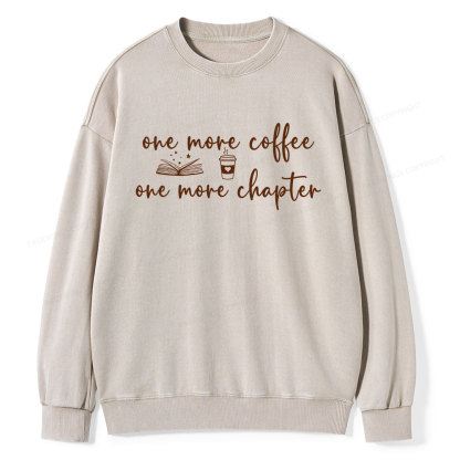 Pagewing Just One More Coffee and Books Unisex Washed Sweatshirt