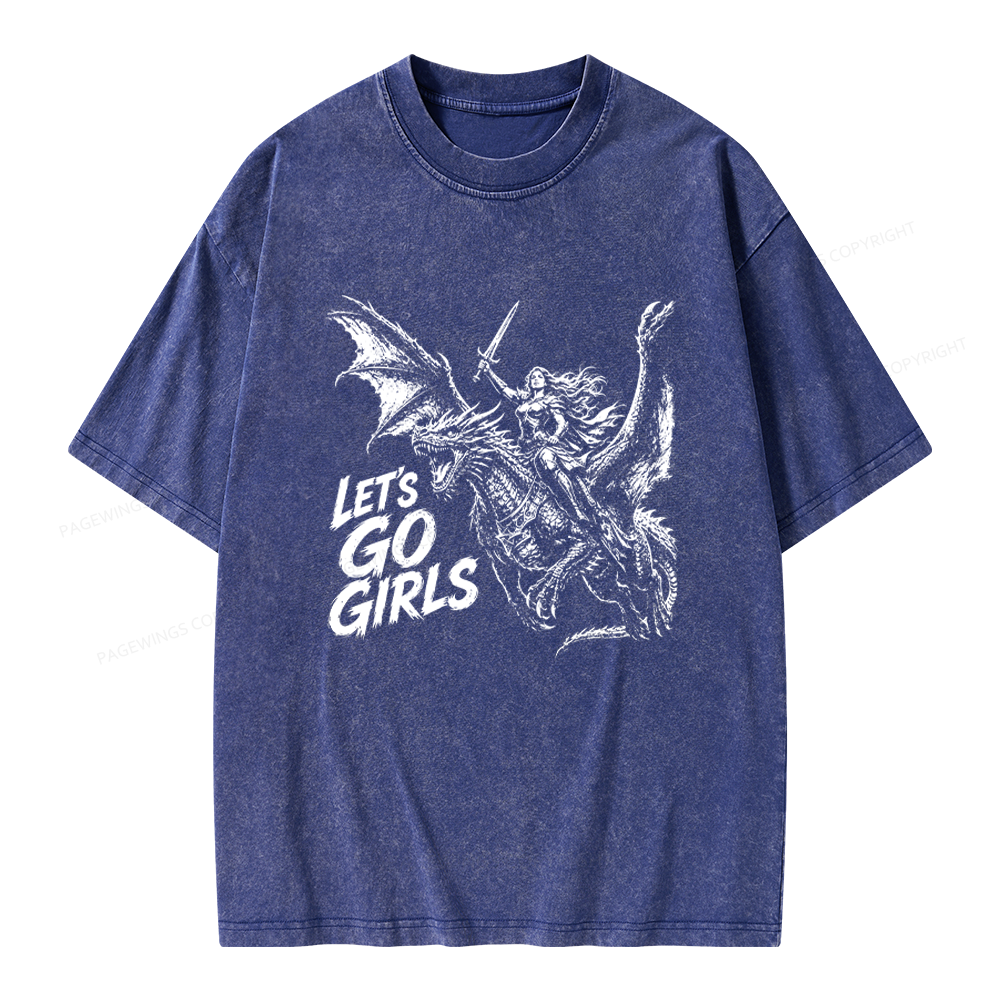 Pagewings Woman Dragon Rider Unisex Washed T-shirt