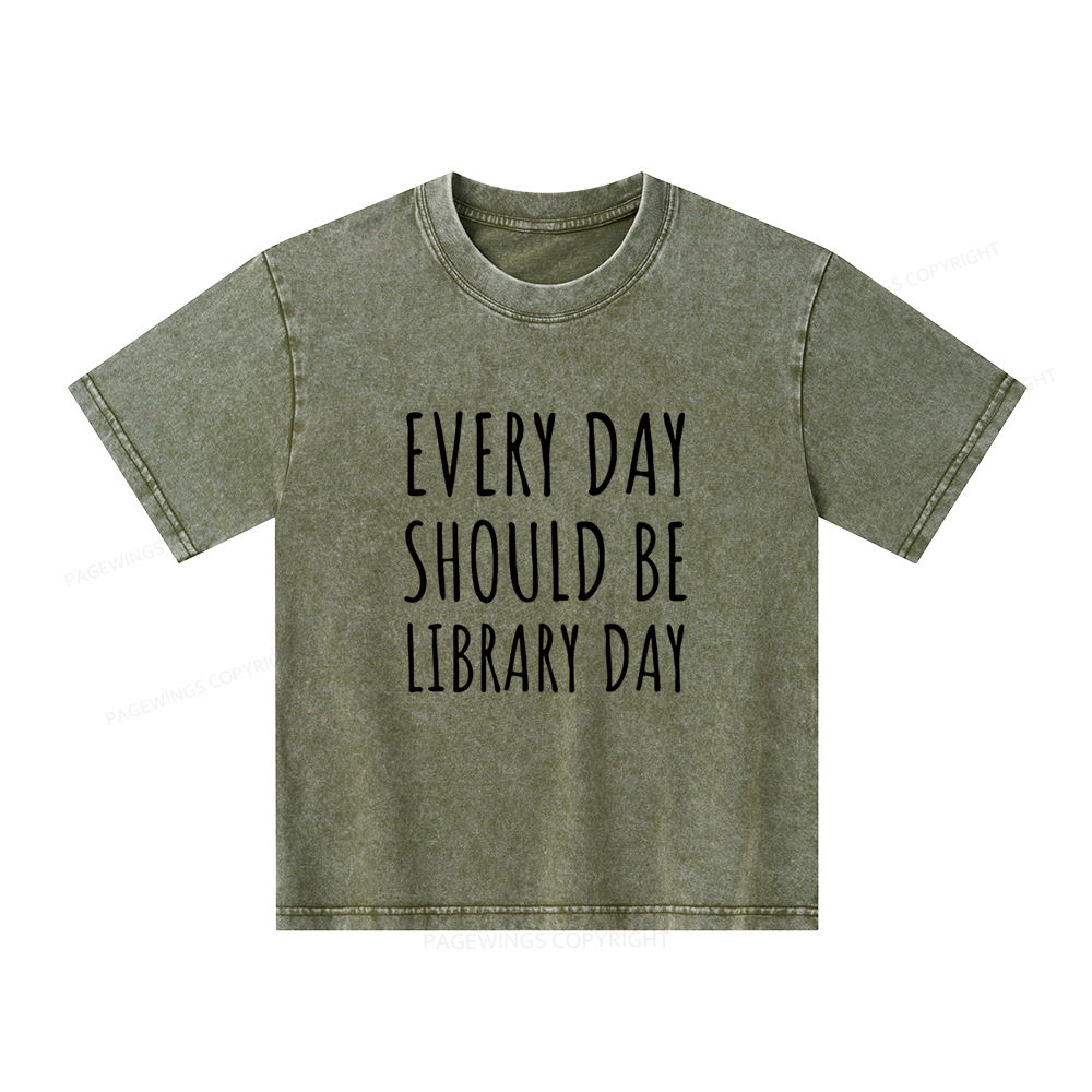 Pagewings Library Day Media Specialist Shirt Library Shirt Unisex Kids Washed T-shirt