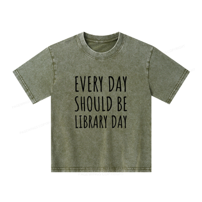 Pagewings Library Day Media Specialist Shirt Library Shirt Unisex Kids Washed T-shirt