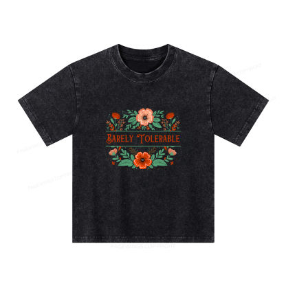 Pagewings Barely Tolerable Book Lover Bookish Unisex Kids Washed T-shirt