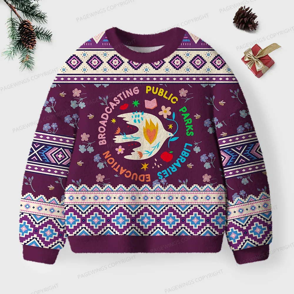 Pagewings Public Parks Libraries Education Unisex Ugly Knit Sweatshirt