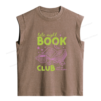 Pagewings Late Night Book Club Women's Washed Tank Top