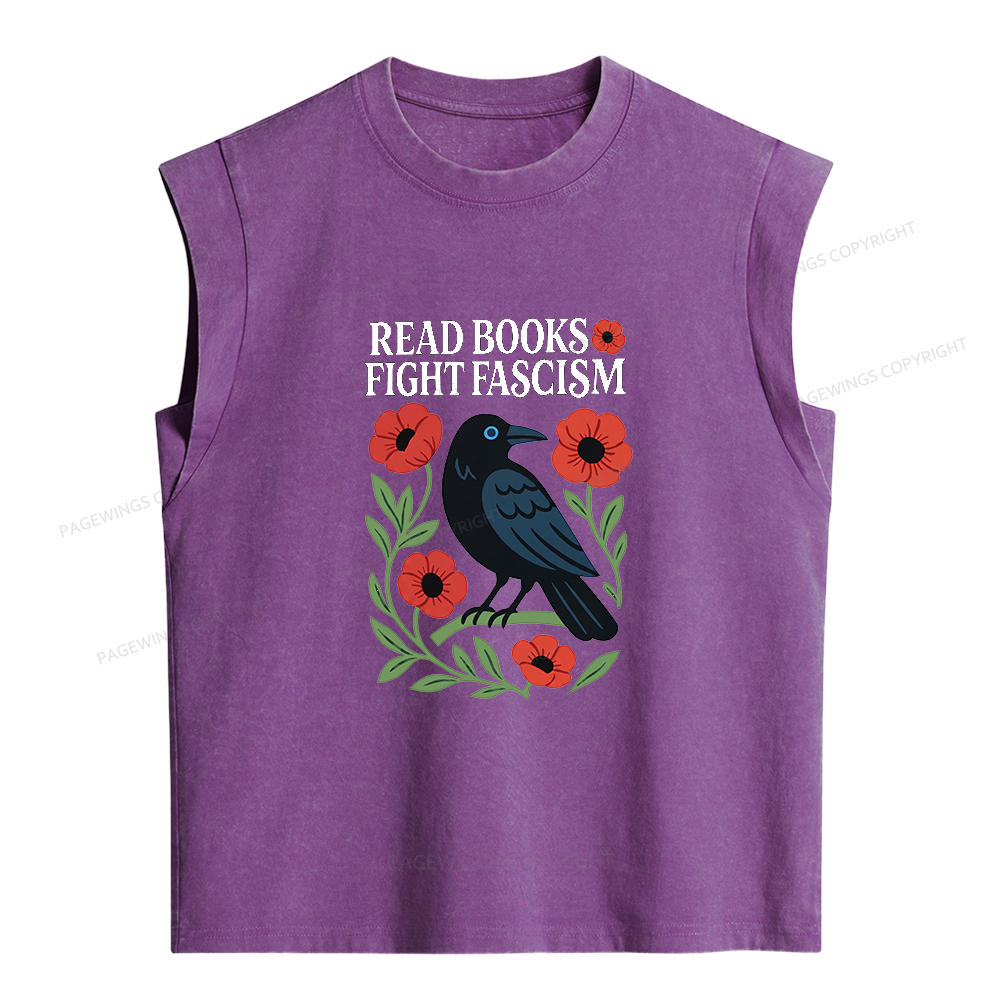 Pagewings Fight Fascism Women's Washed Tank Top