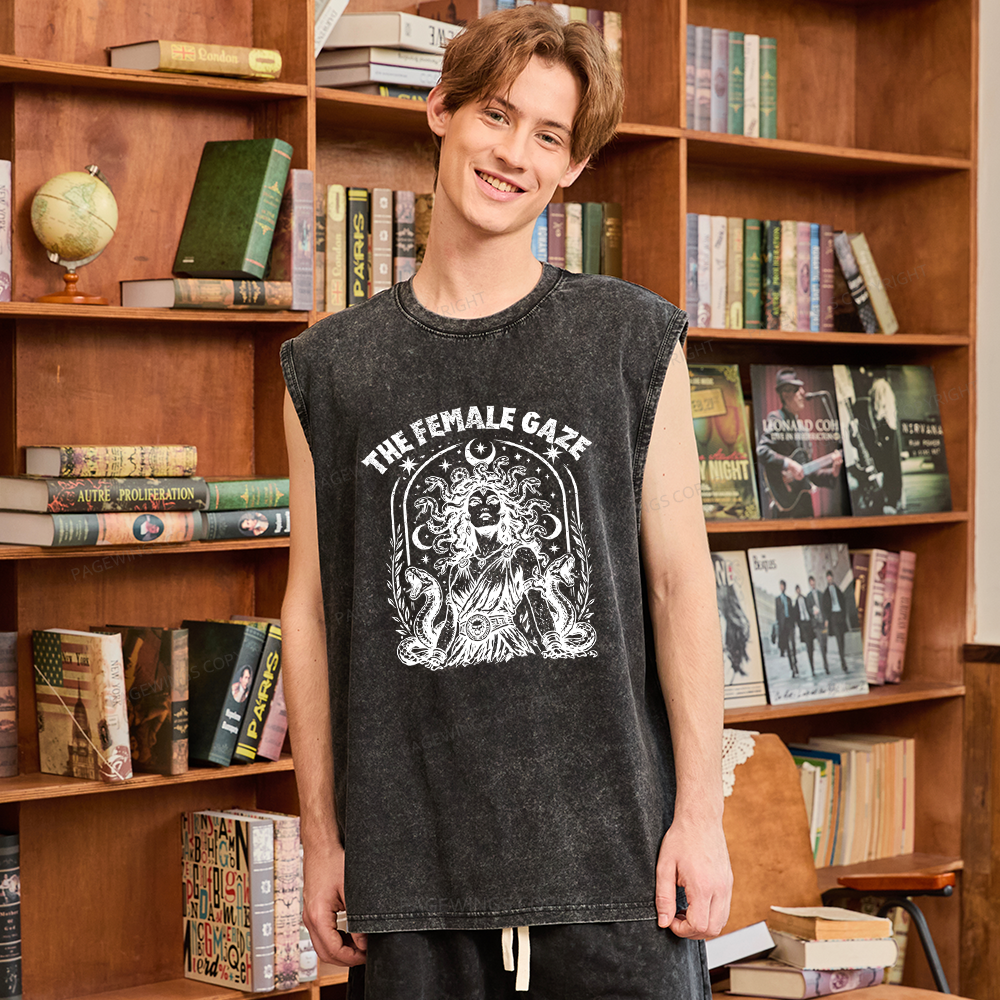 Pagewings Vintage Medusa Feminist Unisex Washed Tank Top