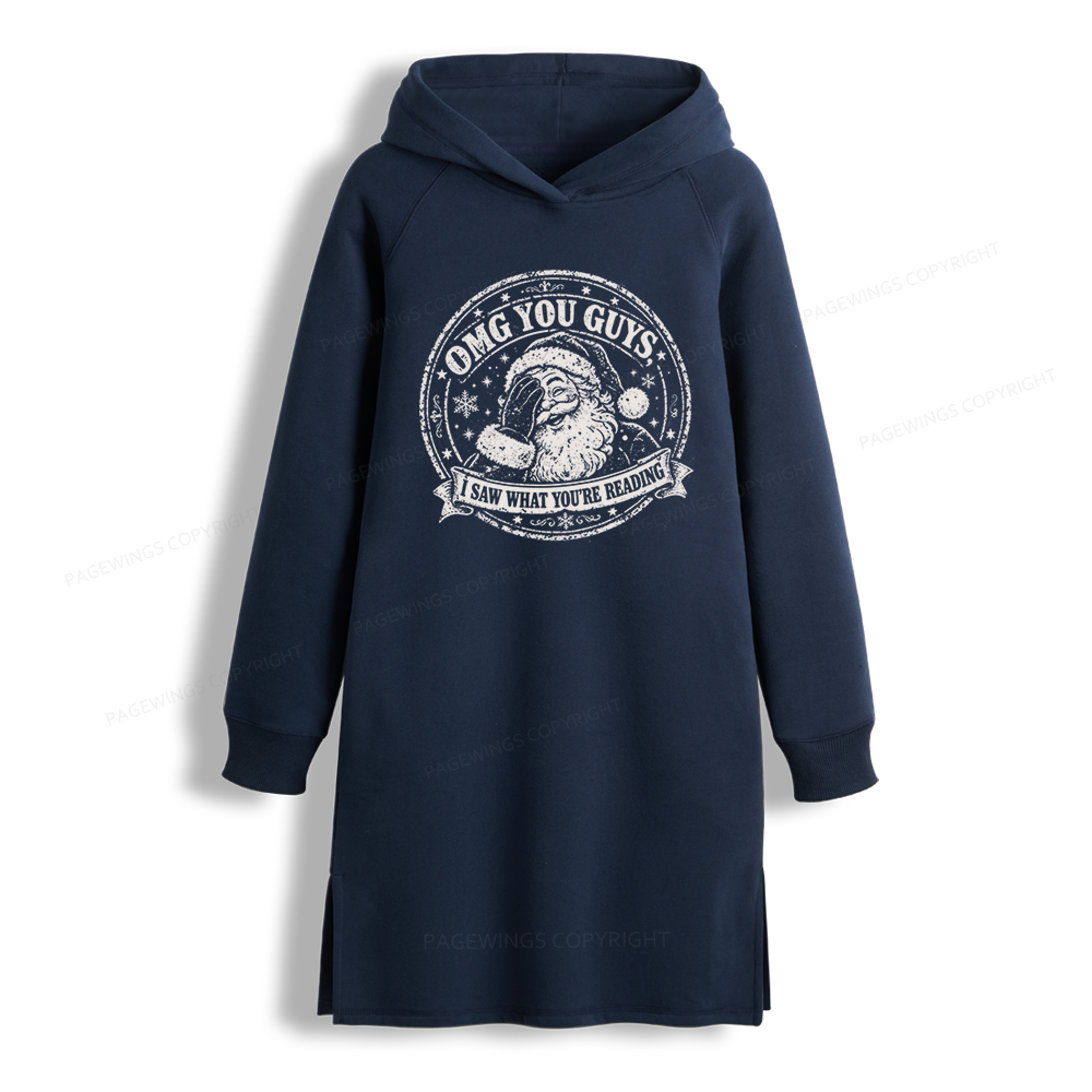 Pagewings OMG You Guys I Saw What You’re Reading Side-Slit Fleece Hoodie Dress