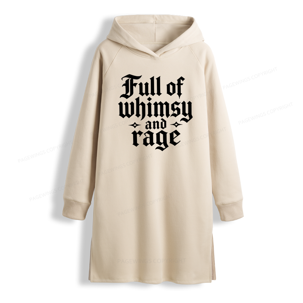 Pagewings Full of Whimsy and Rage Side-Slit Fleece Hoodie Dress