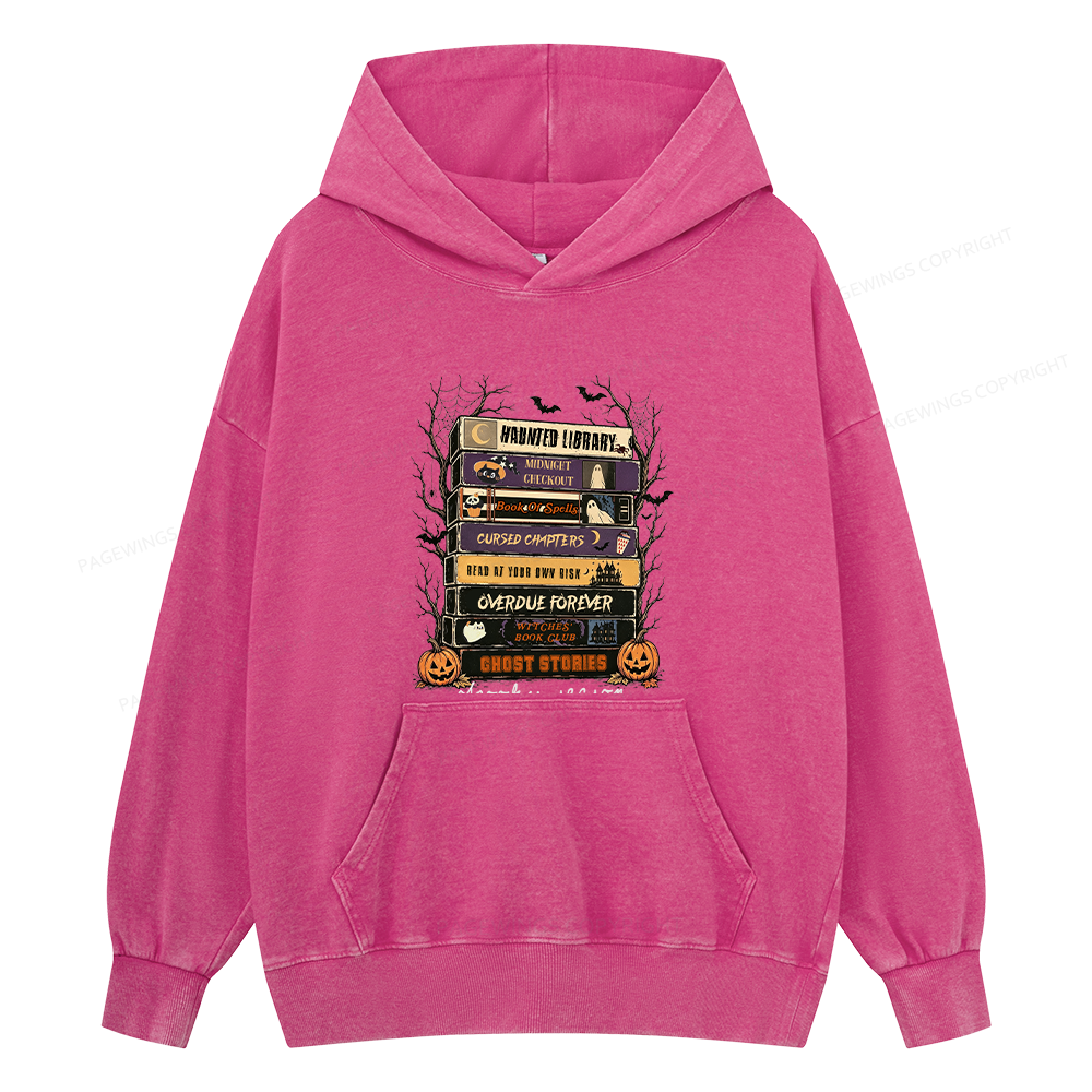 Pagewings Vintage Halloween Unisex Washed Hoodie