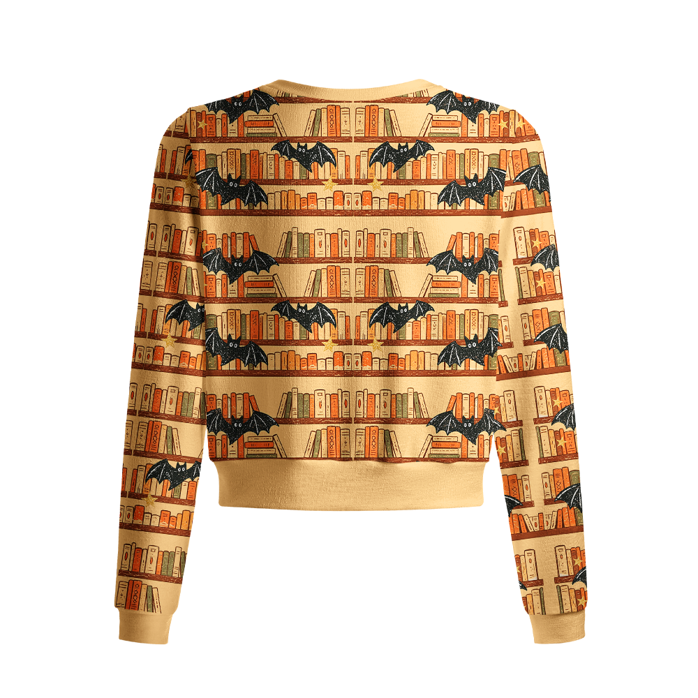 Pagewings Halloween Bookish Crew Neck Cardigan Sweaters