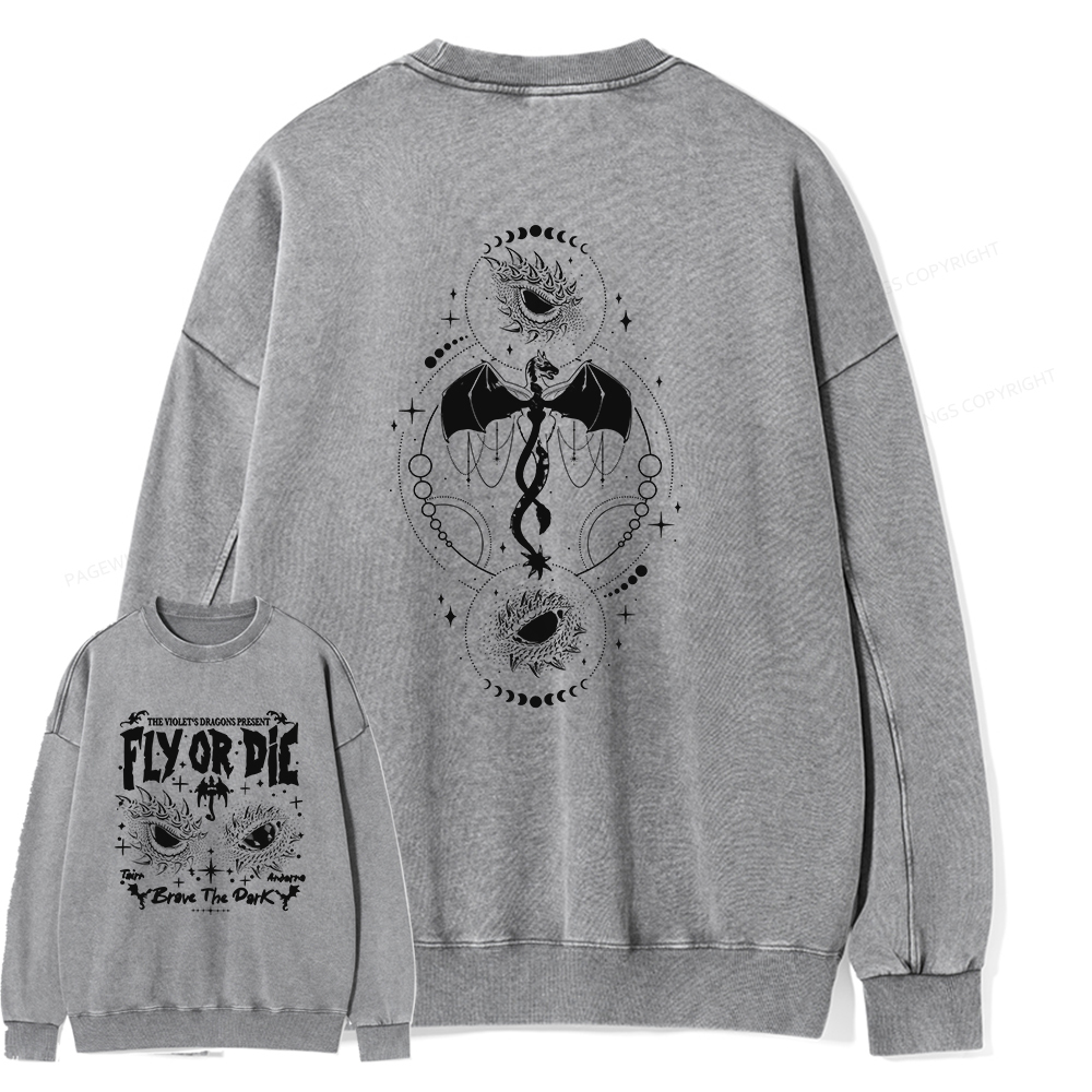 Pagewings Fly Or Die Unisex Washed Sweatshirt