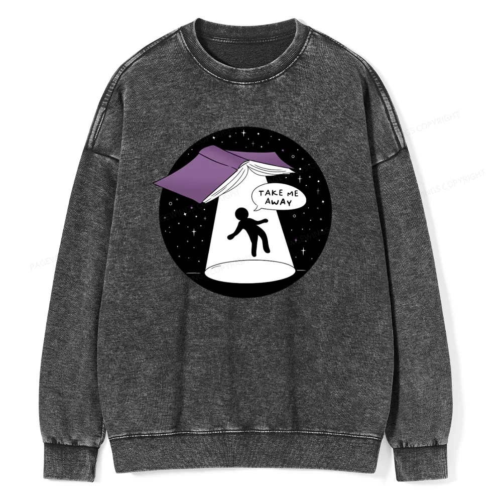 Pagewings Take Me Away Unisex Washed Sweatshirt