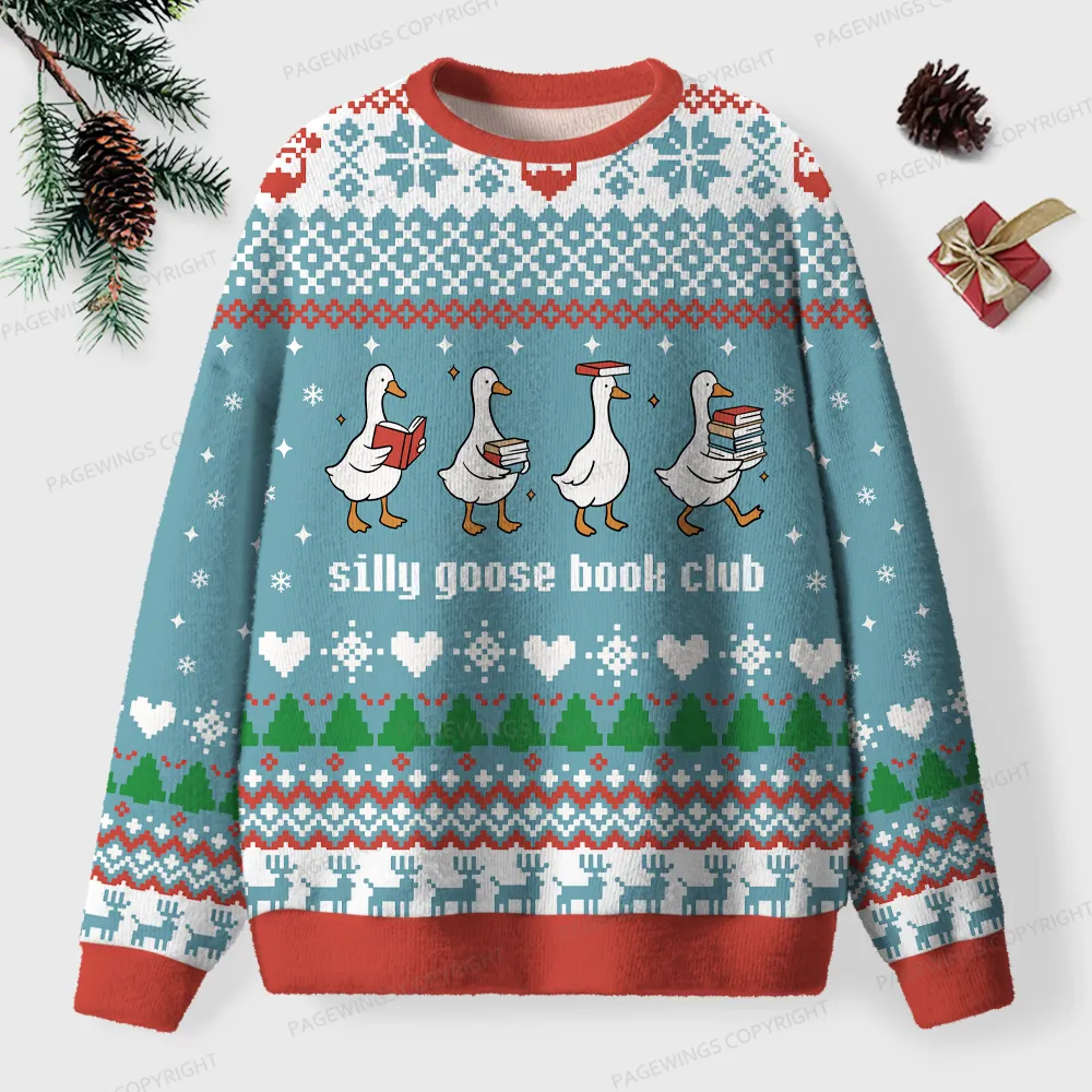 Pagewings Silly Goose Book Club Unisex Ugly Knit Sweatshirt