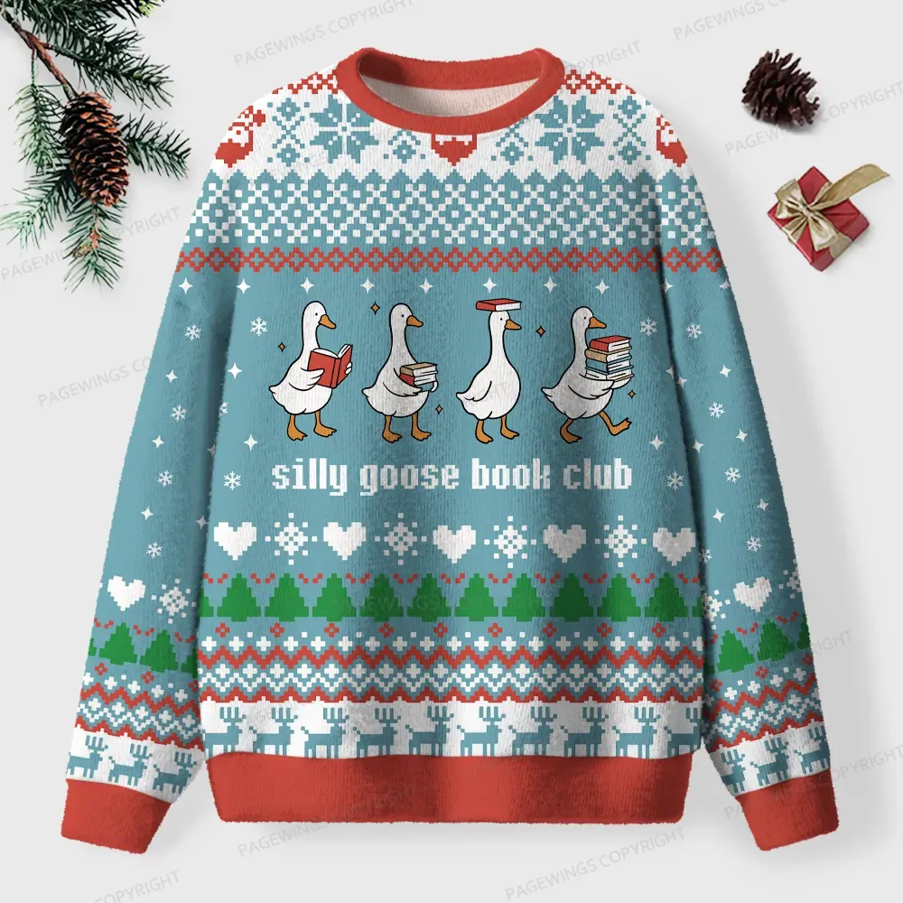 Pagewings Silly Goose Book Club Unisex Ugly Knit Sweatshirt