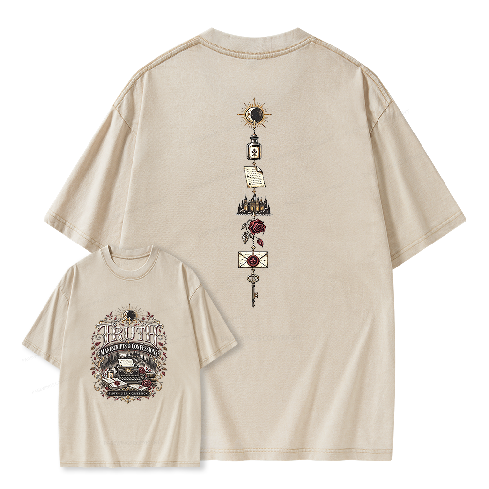 Pagewings Dark Academia Bookish Unisex Washed T-shirt