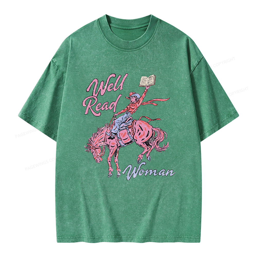Pagewings Well Read Woman Unisex Washed T-shirt