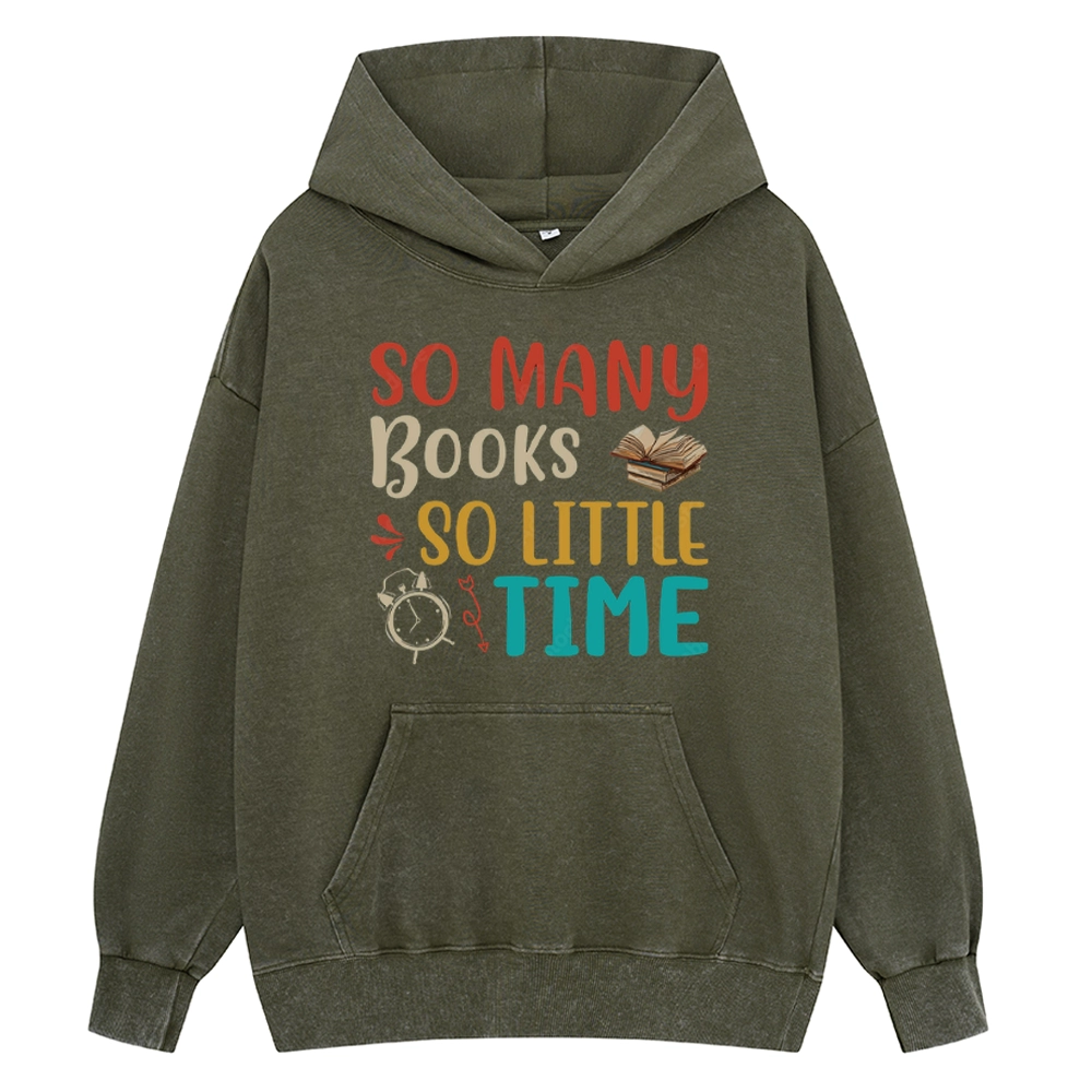 Pagewings So Many Books So Little Time Unisex Washed Hoodie