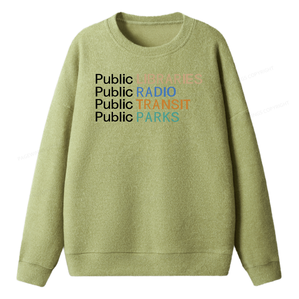 Pagewings Public Libraries Radio Transit Parks Unisex Knit Sweatshirt