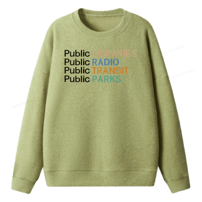 Pagewings Public Libraries Radio Transit Parks Unisex Knit Sweatshirt