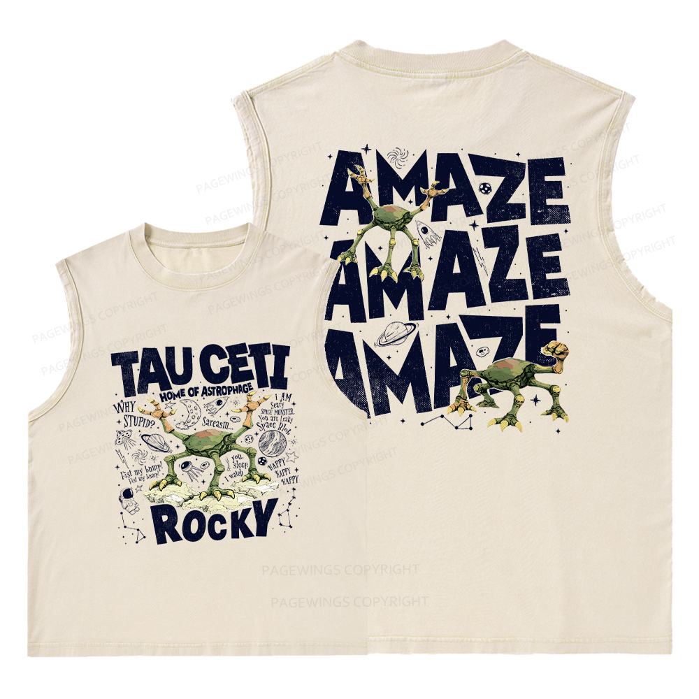 Pagewings Rocky Tau Ceti Home of Astrophage Unisex Washed Tank Top
