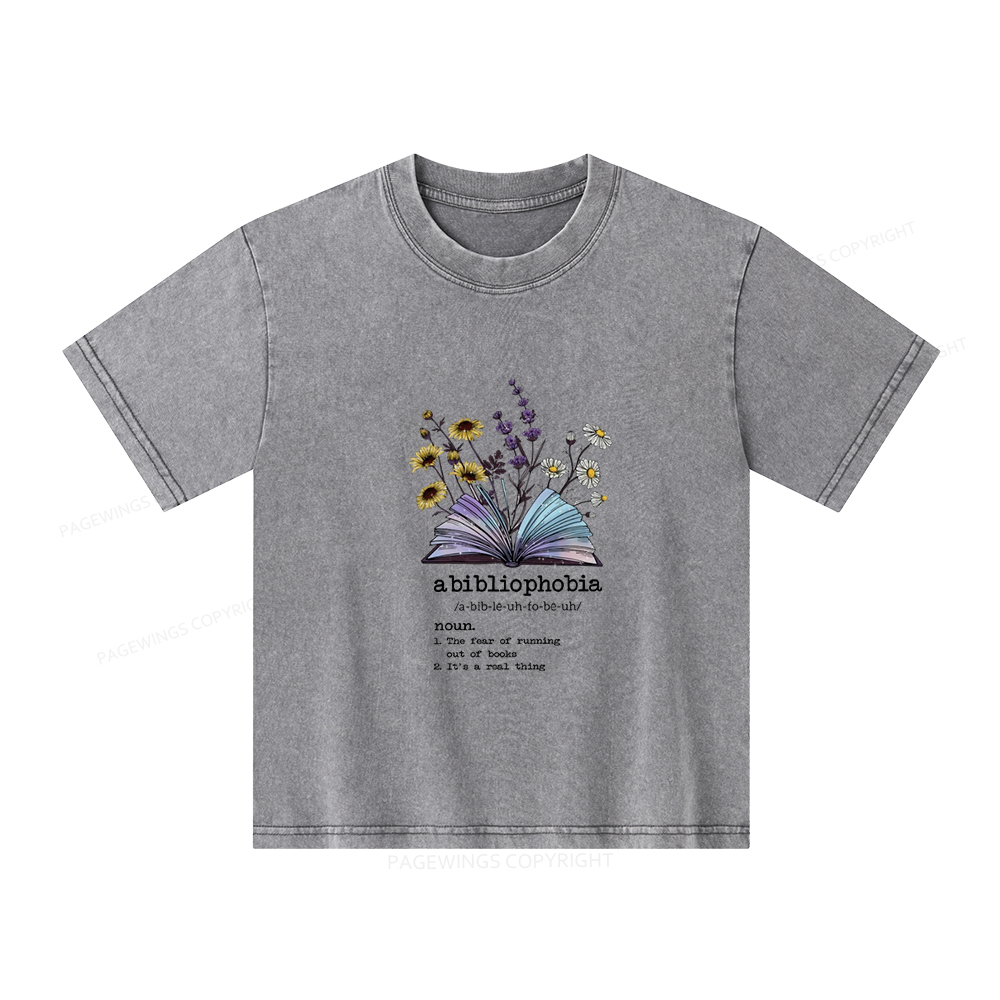 Pagewings Bibliophile Reading Unisex Kids Washed T-shirt