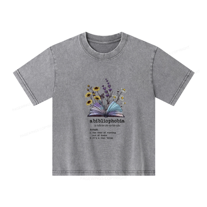 Pagewings Bibliophile Reading Unisex Kids Washed T-shirt