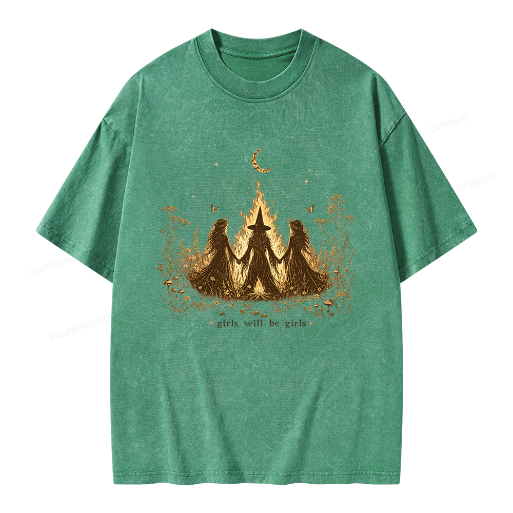 Pagewings Girls Will Be Girls Unisex Washed T-shirt