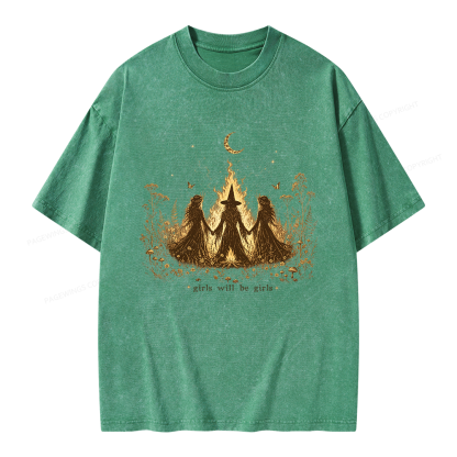 Pagewings Girls Will Be Girls Unisex Washed T-shirt
