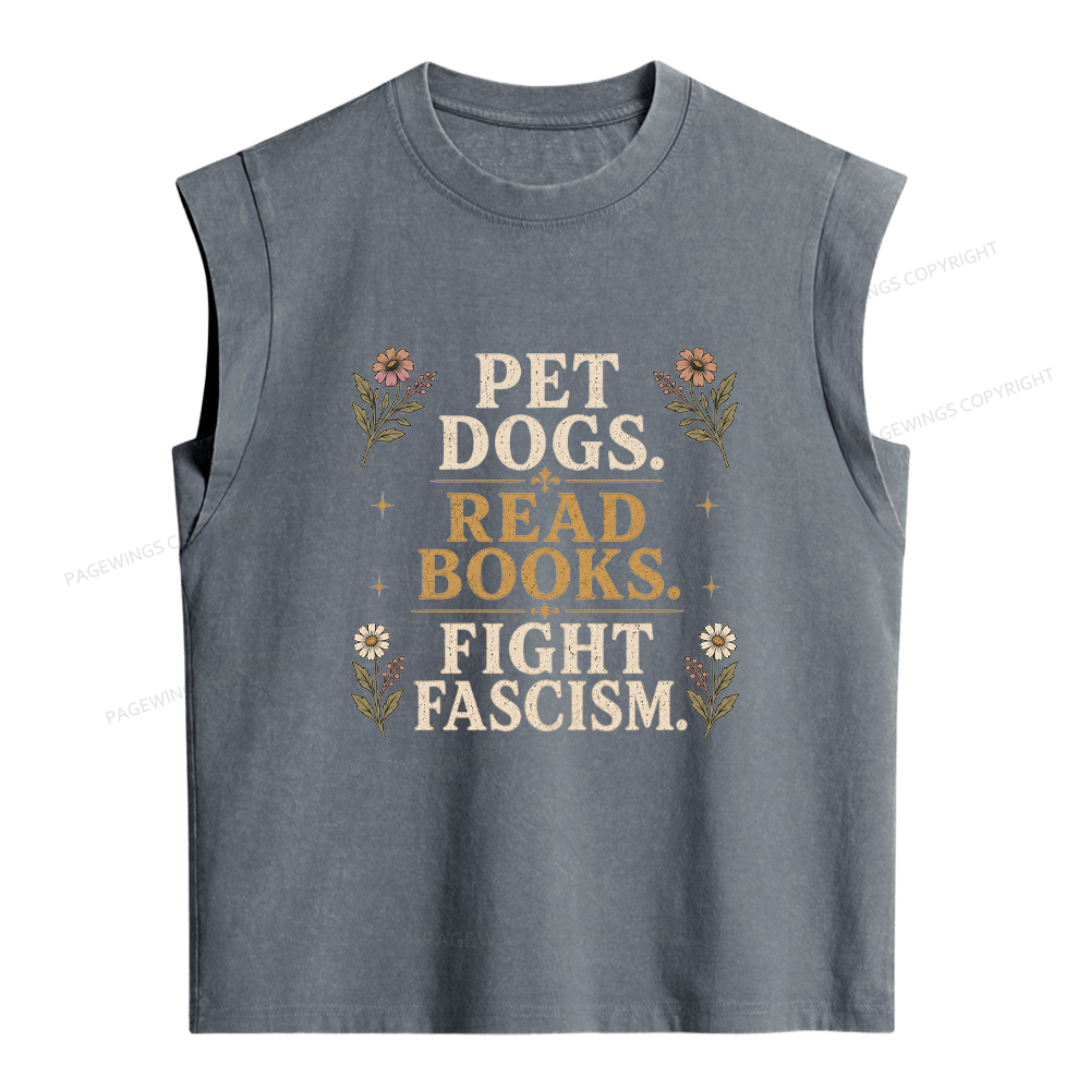 Pagewings Fascism Book Lover Women's Washed Tank Top
