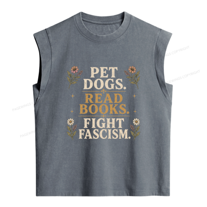 Pagewings Fascism Book Lover Women's Washed Tank Top