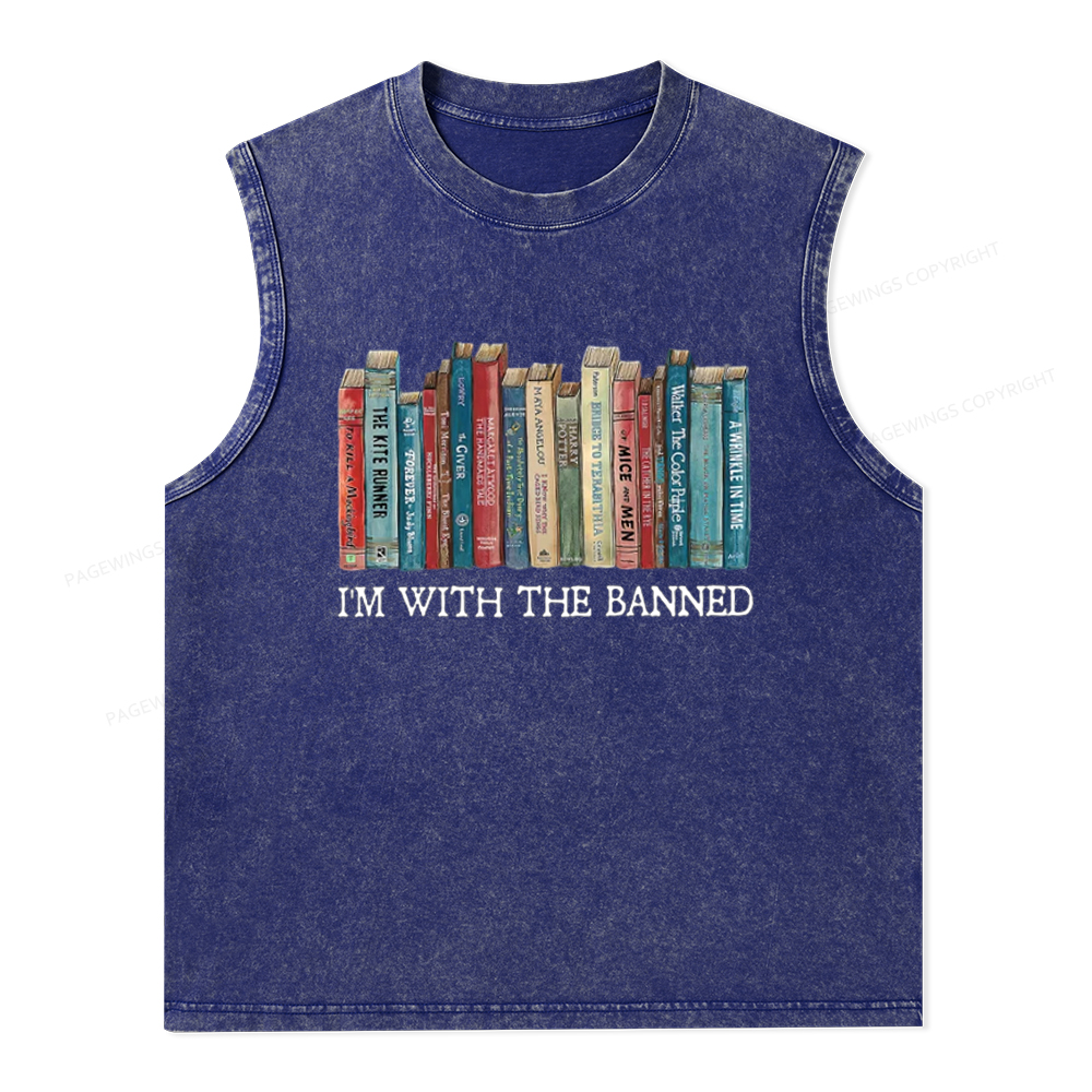 Pagewings I'm With The Banned Unisex Washed Tank Top